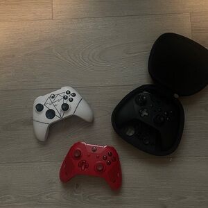 Microsoft Red and Black Wireless Controllers for Gaming